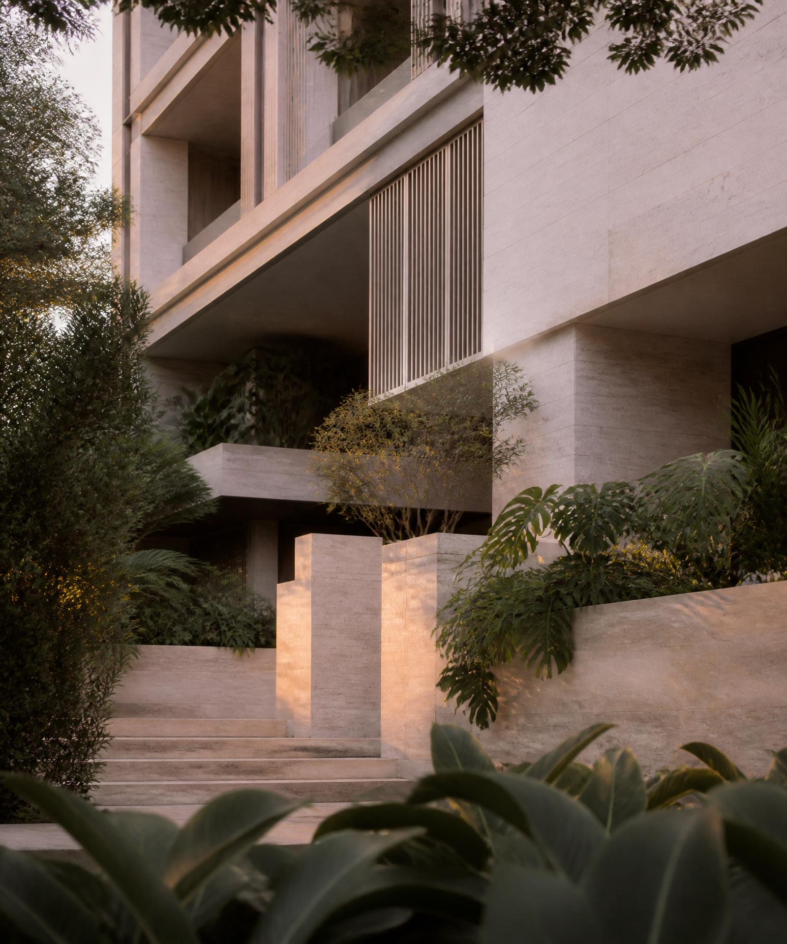 Fachada contemporânea de edifício residencial de alto padrão em São Paulo